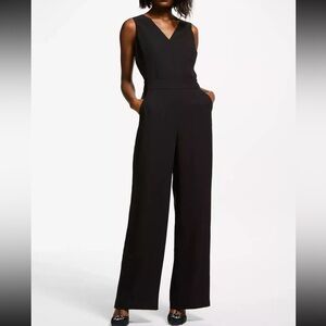 Boden Hexham Wide-Leg Satin Stripe Jumpsuit in Black Excellent Condition